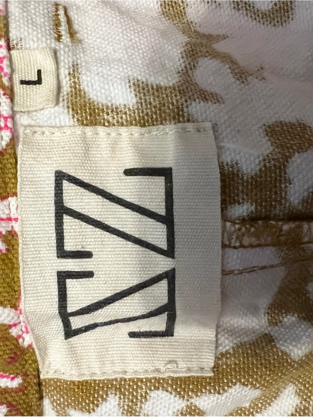 Woman’s SZ Blockprint Floral Pants in Pink and Brown L - Picture 4 of 5